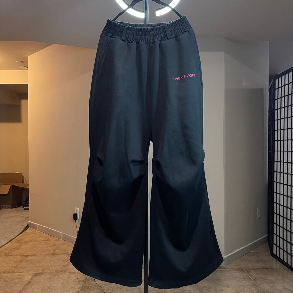 Japanese Brand Wide-leg Flared Baggy Black Sweatpants